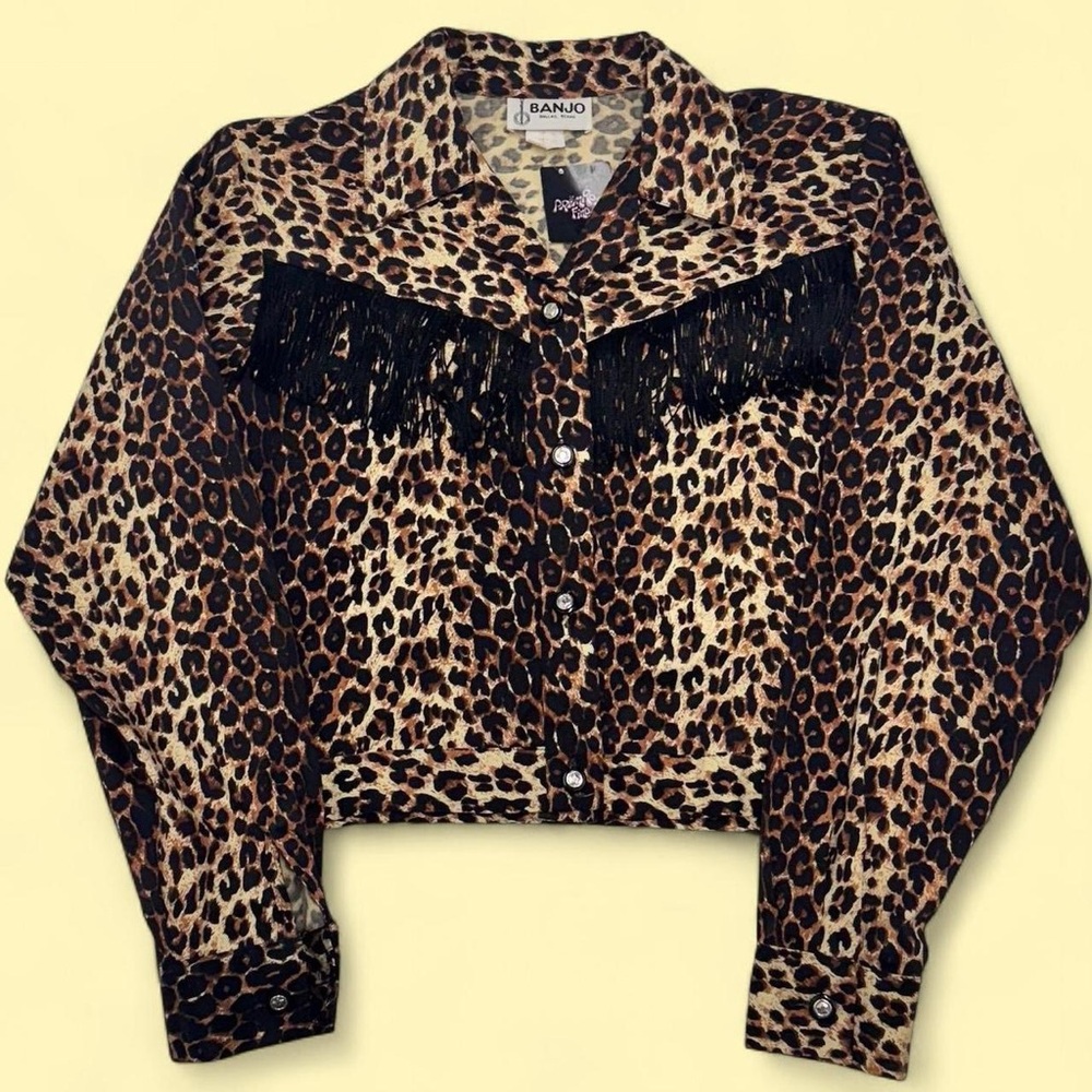 Brown Leopard Print Fringe Jacket